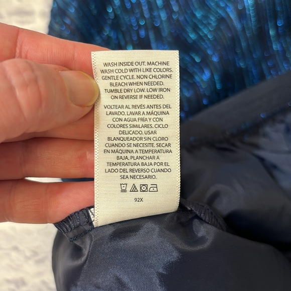 Metallic Blue Shimmer Midi Party Skirt Pull On Style - Girls Size XL 14-16 - Picture 11 of 12